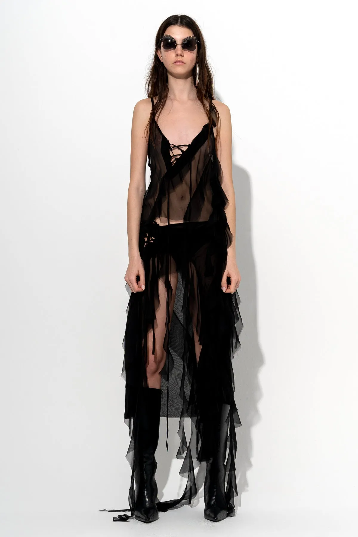 BLACK SILK STRAP TOP sold by Marques ’ Almeida