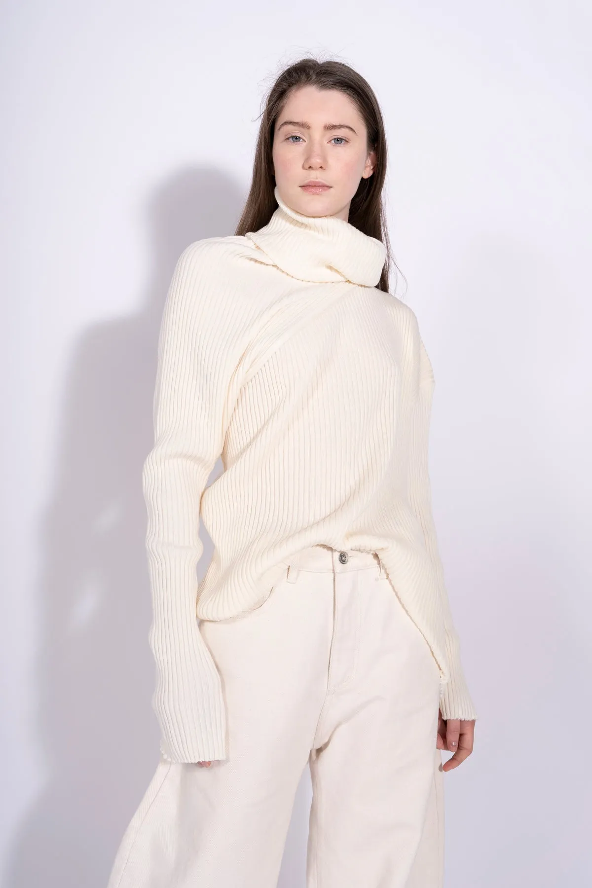 OFF-WHITE MERINO DRAPED TURTLENECK JUMPER sold by Marques ’ Almeida product image thumbnail 3