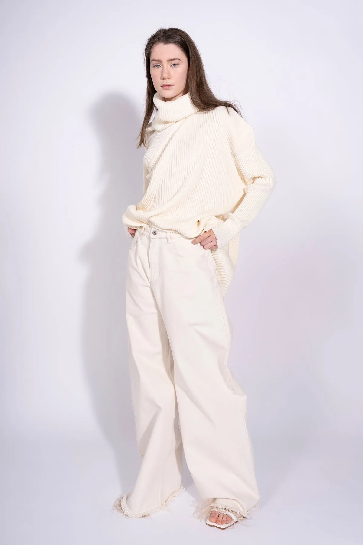 OFF-WHITE MERINO DRAPED TURTLENECK JUMPER sold by Marques ’ Almeida product image thumbnail 5