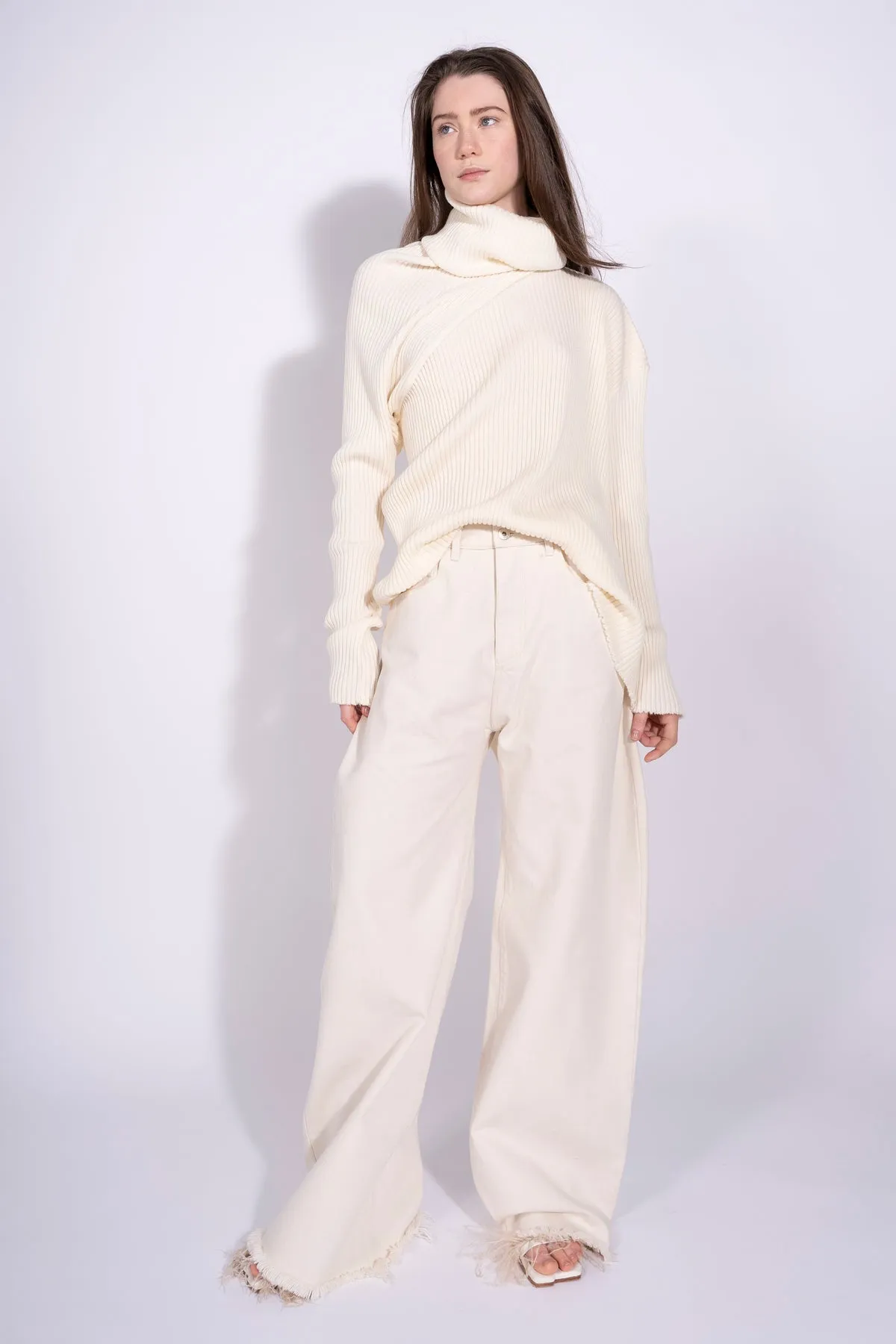 OFF-WHITE MERINO DRAPED TURTLENECK JUMPER sold by Marques ’ Almeida