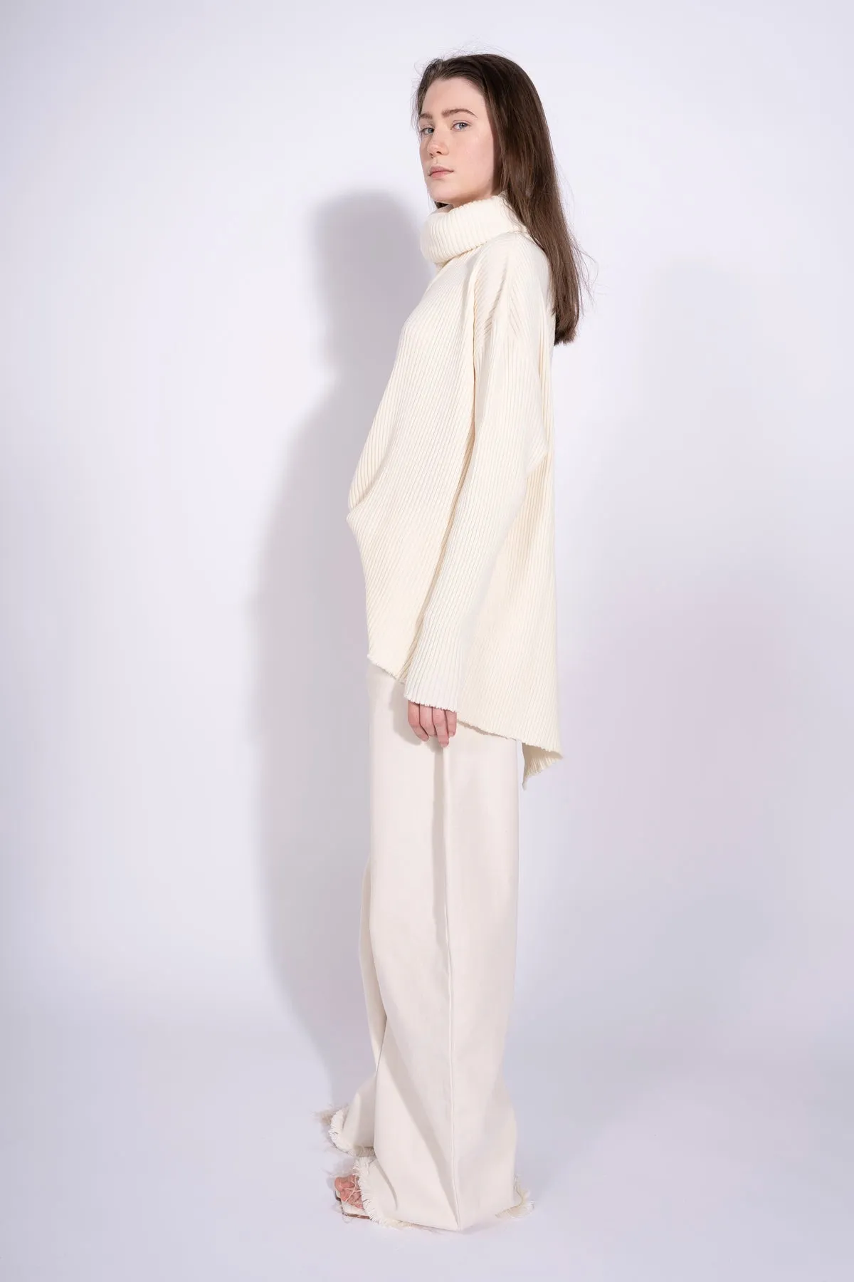 OFF-WHITE MERINO DRAPED TURTLENECK JUMPER sold by Marques ’ Almeida product image thumbnail 4