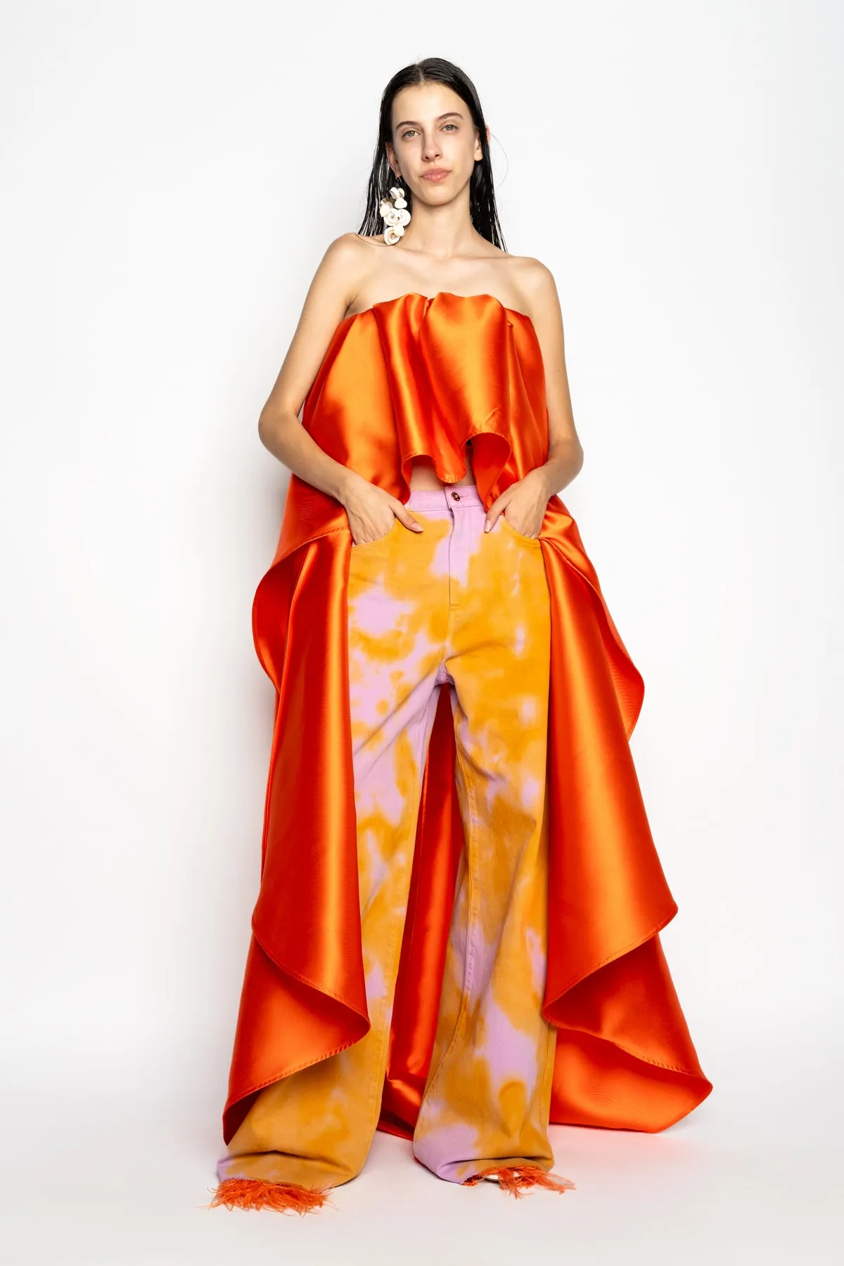 ORANGE AND PINK TIE DYE BOYFRIEND TROUSERS sold by Marques ’ Almeida