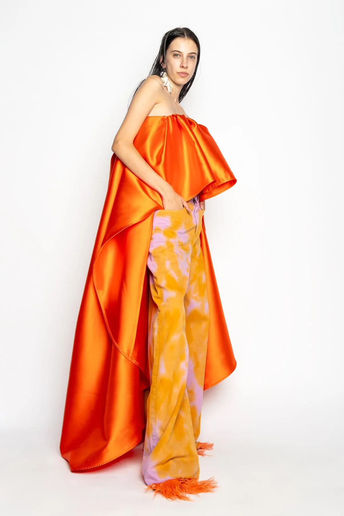 ORANGE AND PINK TIE DYE BOYFRIEND TROUSERS sold by Marques ’ Almeida product image thumbnail 5