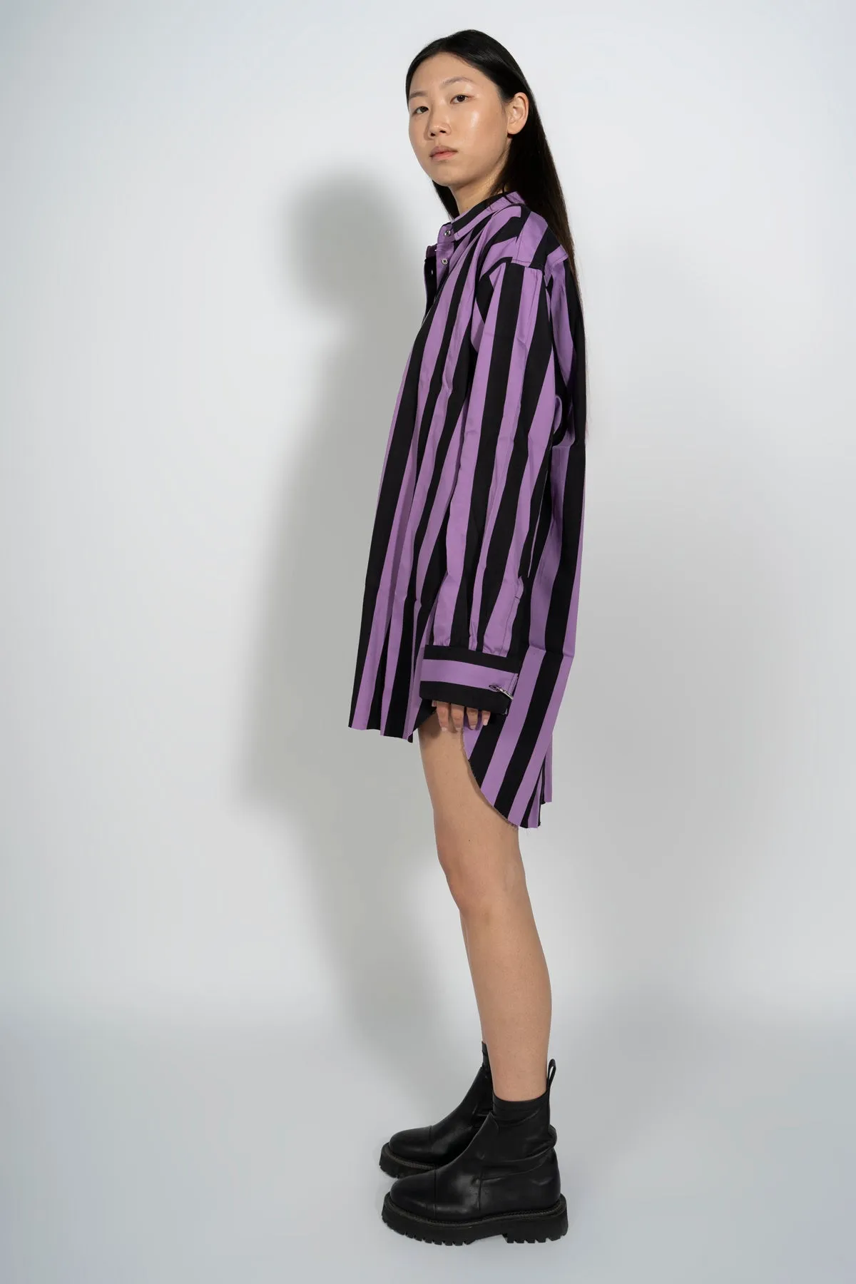 BLACK AND LILAC STRIPED XXL SHIRT sold by Marques ’ Almeida product image thumbnail 4