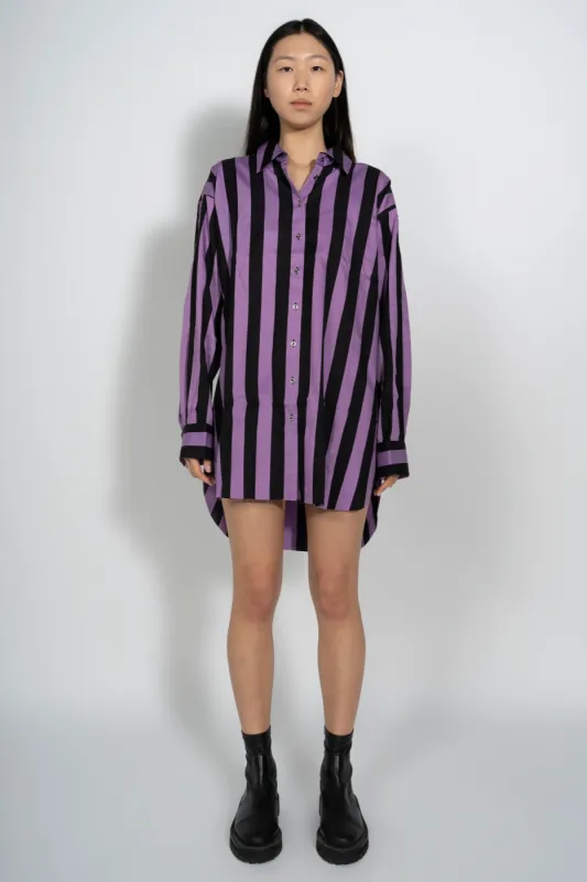 BLACK AND LILAC STRIPED XXL SHIRT made by Marques ’ Almeida