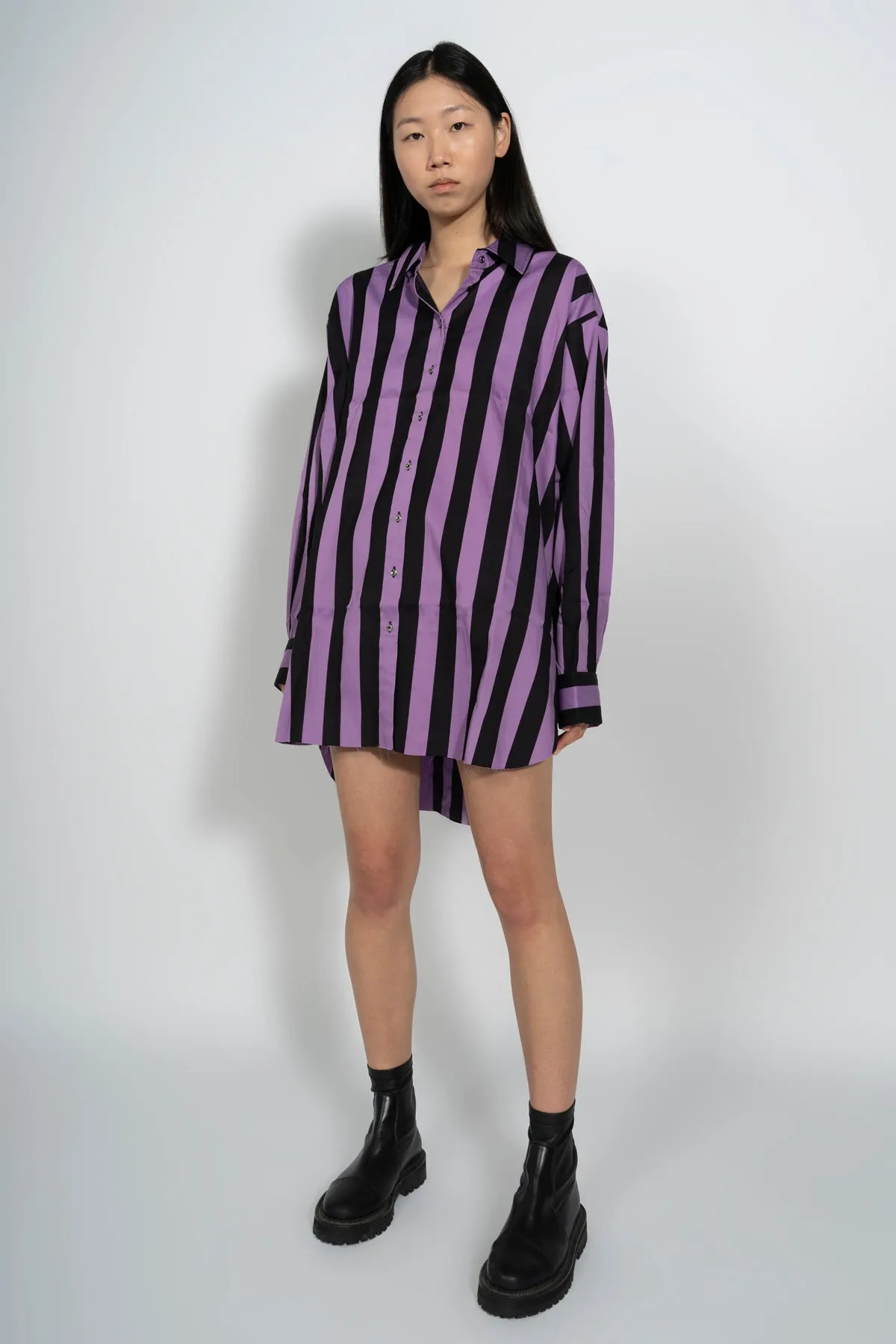 BLACK AND LILAC STRIPED XXL SHIRT sold by Marques ’ Almeida product image thumbnail 5