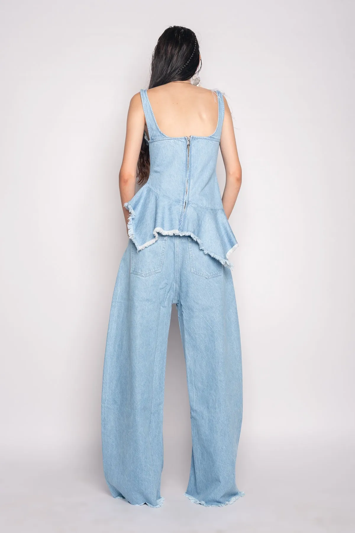 BLUE DENIM PEPLUM CORSET TOP sold by Marques ’ Almeida product image thumbnail 3