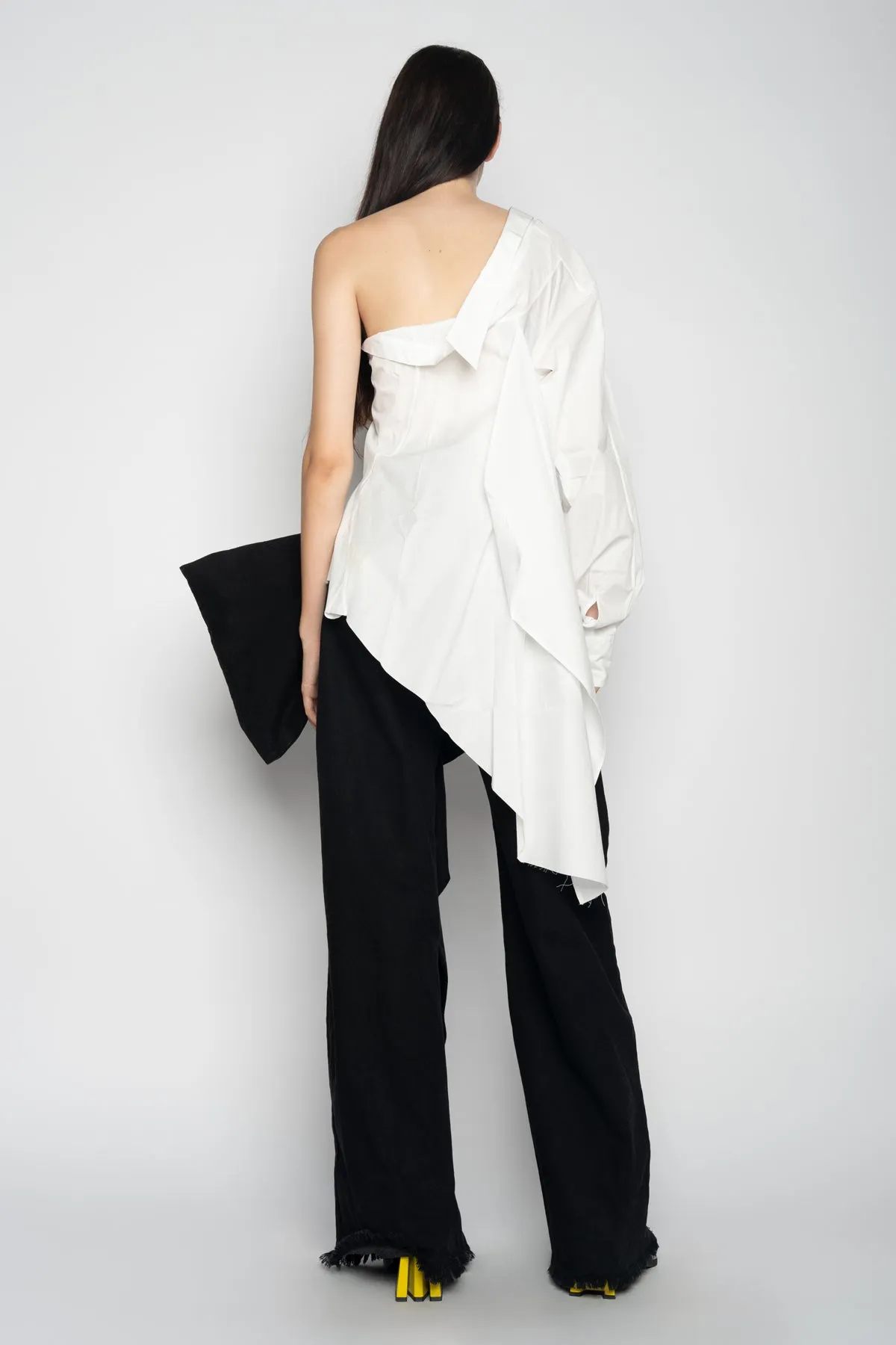 WHITE ONE SHOULDER DRAPED SHIRT sold by Marques ’ Almeida product image thumbnail 2