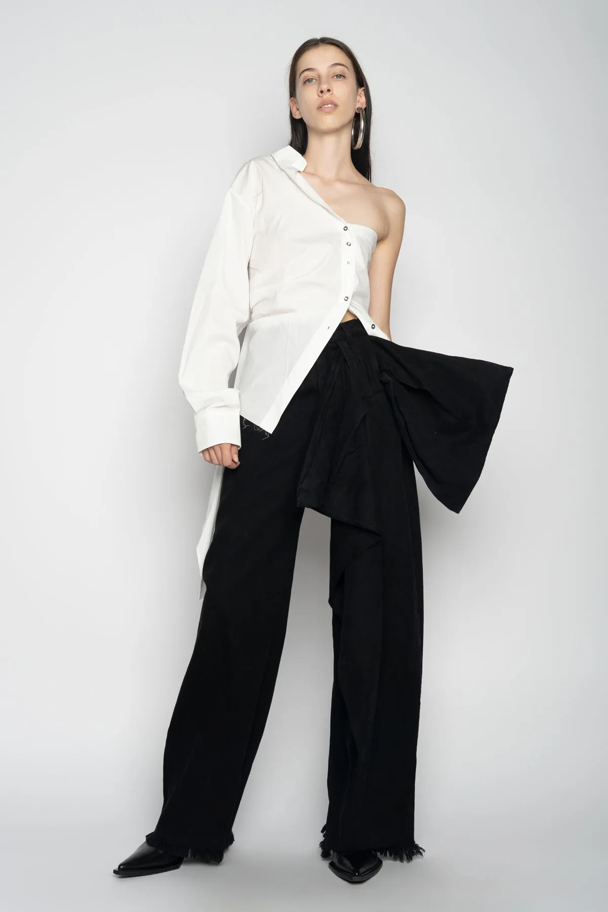 WHITE ONE SHOULDER DRAPED SHIRT sold by Marques ’ Almeida product image thumbnail 5