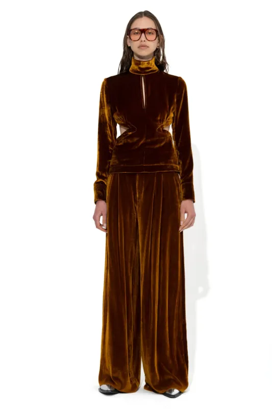 BROWN VELVET OPEN BACK TURTLENECK sold by Marques ’ Almeida
