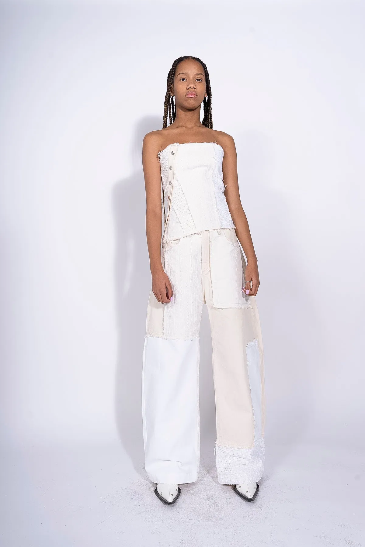 WHITE PATCHWORK BOYFRIEND TROUSERS sold by Marques ’ Almeida