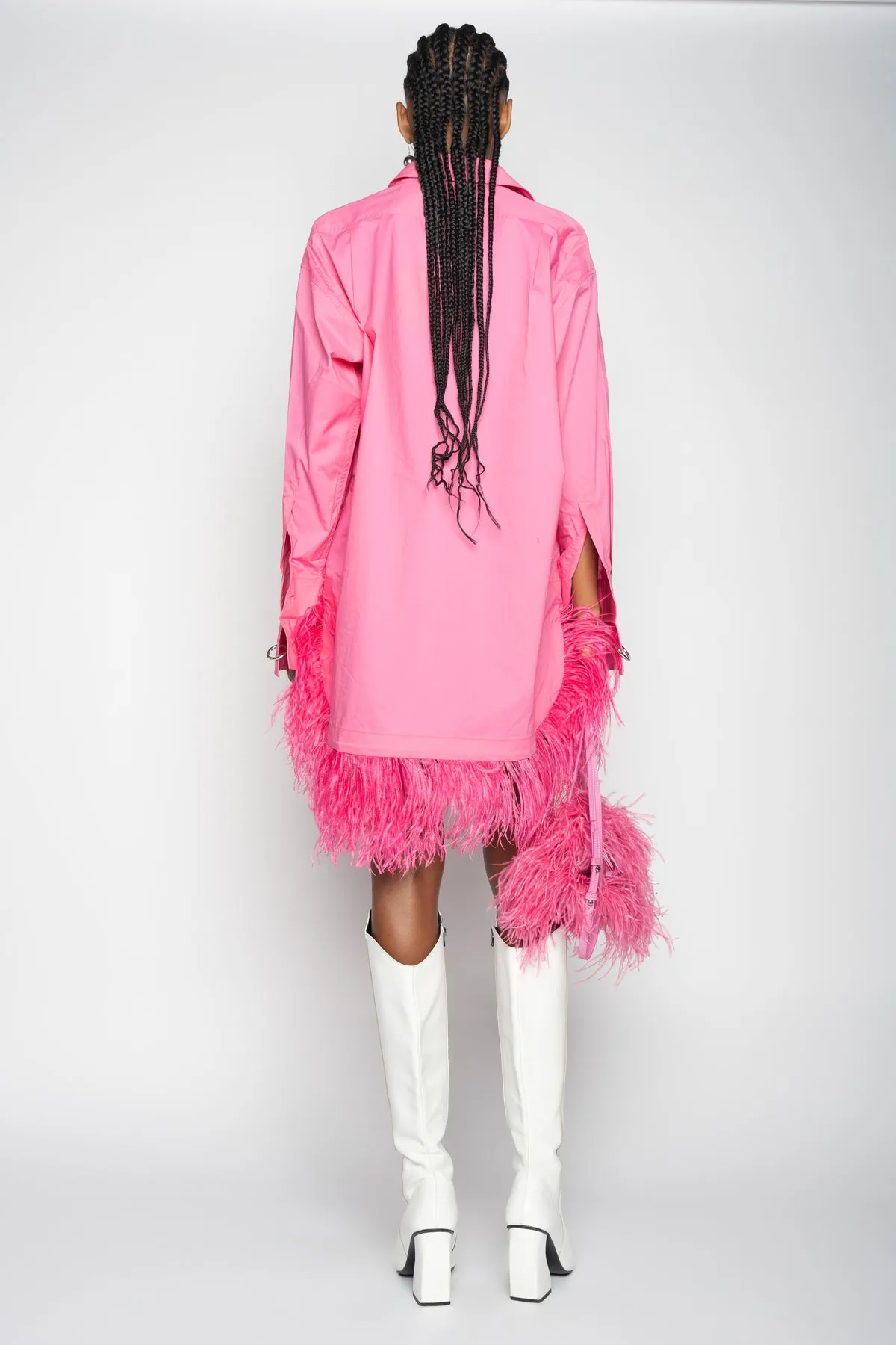 PINK FEATHER SHIRT DRESS sold by Marques ’ Almeida product image thumbnail 3