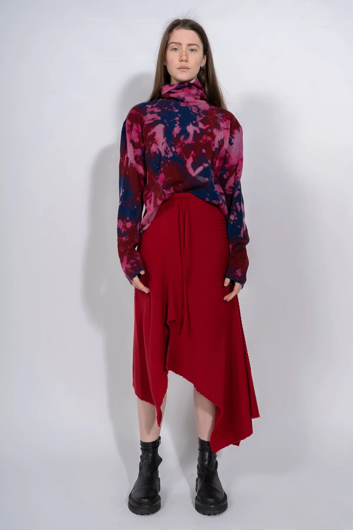 CLASSIC M'A MERINO SKIRT IN RED sold by Marques ’ Almeida