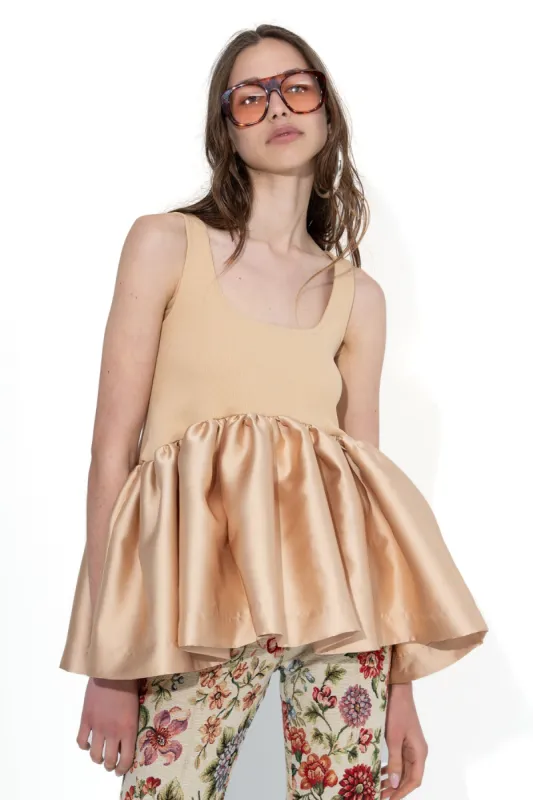 BEIGE SLEEVELESS PUFF HEM TOP made by Marques ’ Almeida