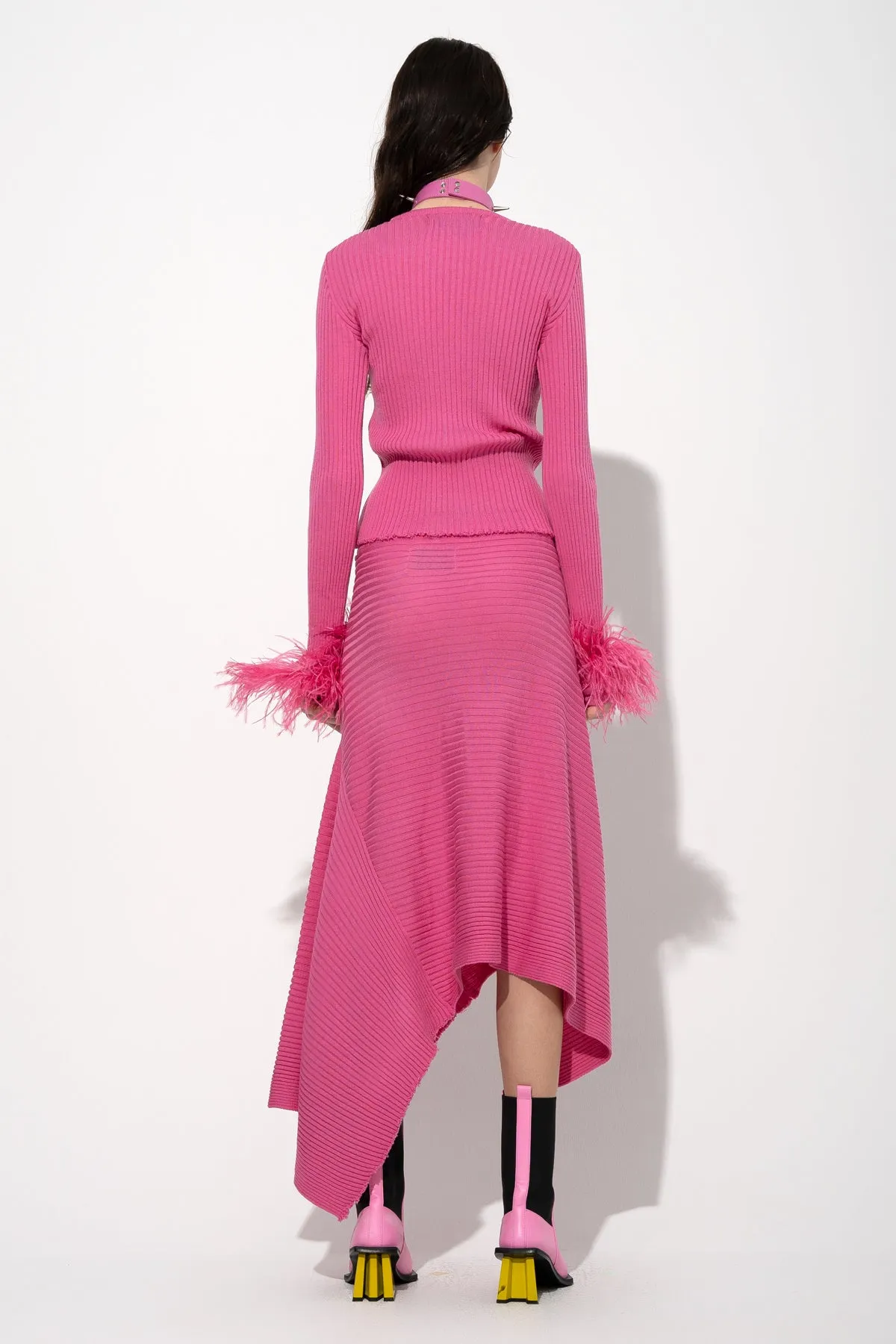 PINK MERINO WOOL FITTED TOP WITH FEATHERS sold by Marques ’ Almeida product image thumbnail 3