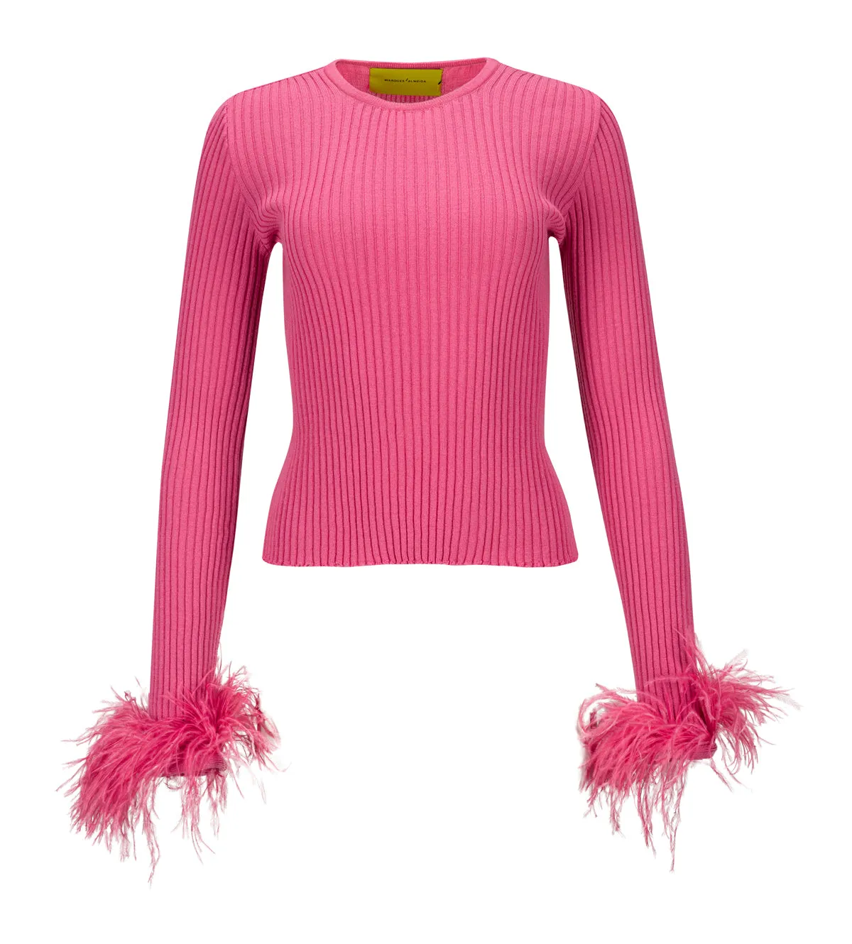PINK MERINO WOOL FITTED TOP WITH FEATHERS sold by Marques ’ Almeida product image thumbnail 2