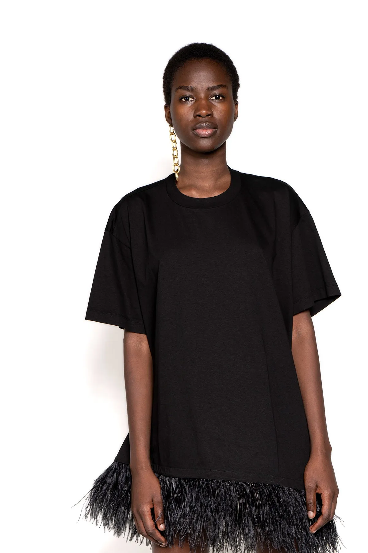 BLACK FEATHER HEM T-SHIRT DRESS sold by Marques ’ Almeida product image thumbnail 4