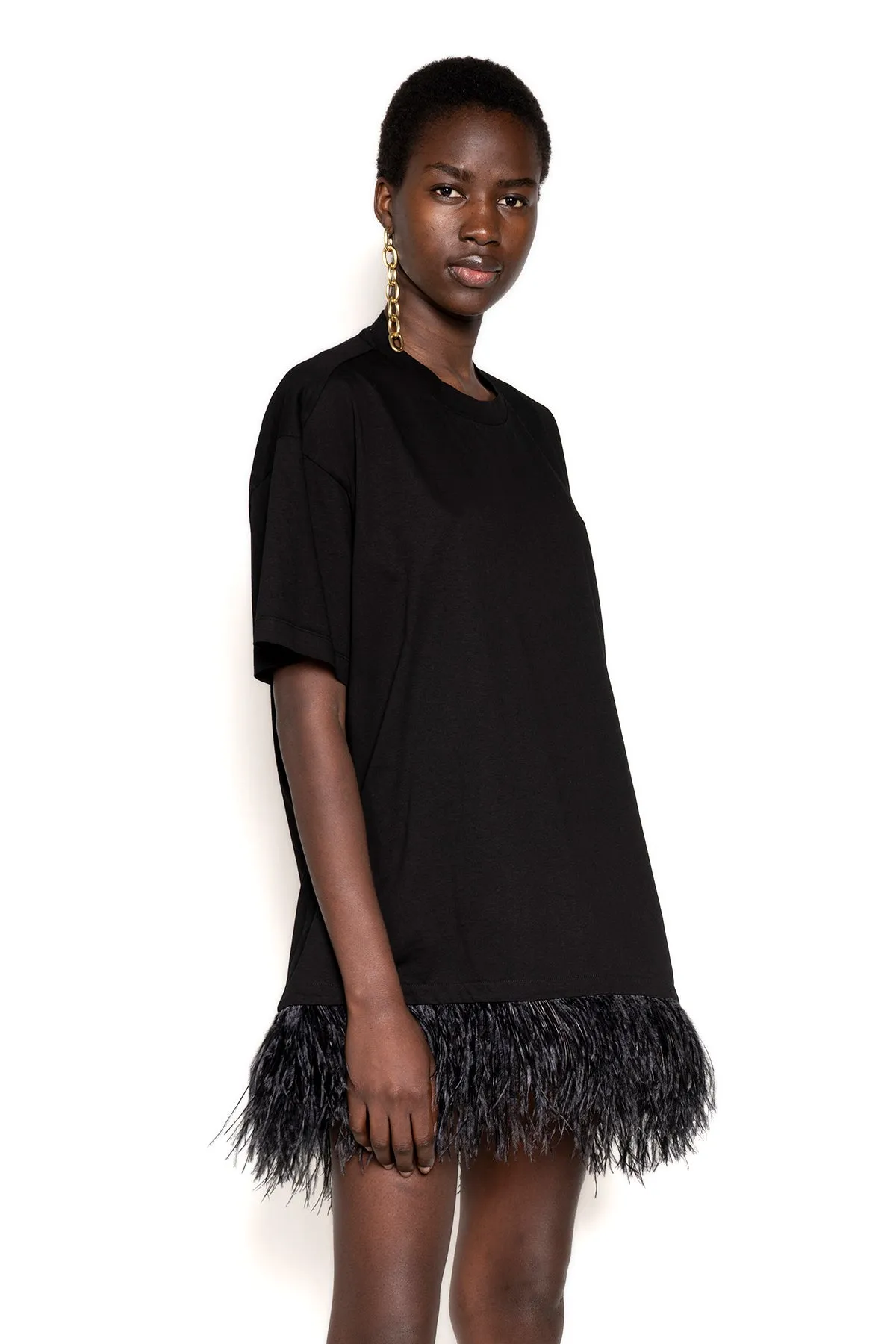 BLACK FEATHER HEM T-SHIRT DRESS sold by Marques ’ Almeida product image thumbnail 5