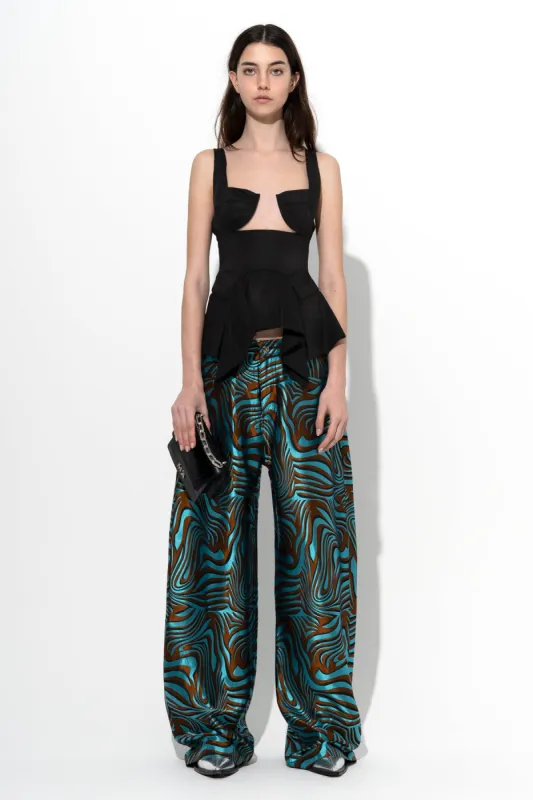 BLUE ZEBRA BROCADE BOYFRIEND TROUSERS sold by Marques ’ Almeida