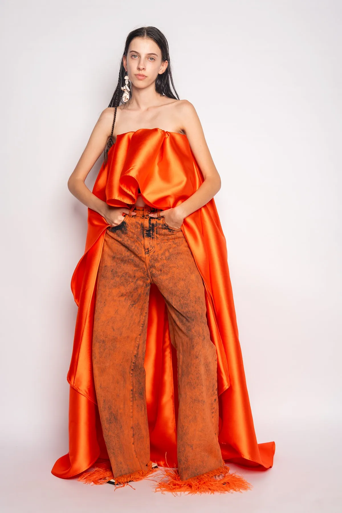 ORANGE OVERDYE DENIM BOYFRIEND TROUSERS sold by Marques ’ Almeida