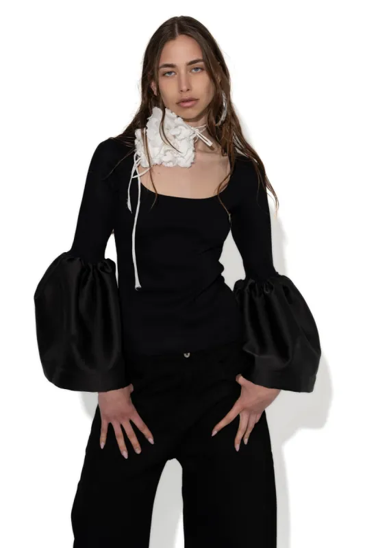 BLACK SCOOPED NECK PUFF SLEEVE TOP sold by Marques ’ Almeida