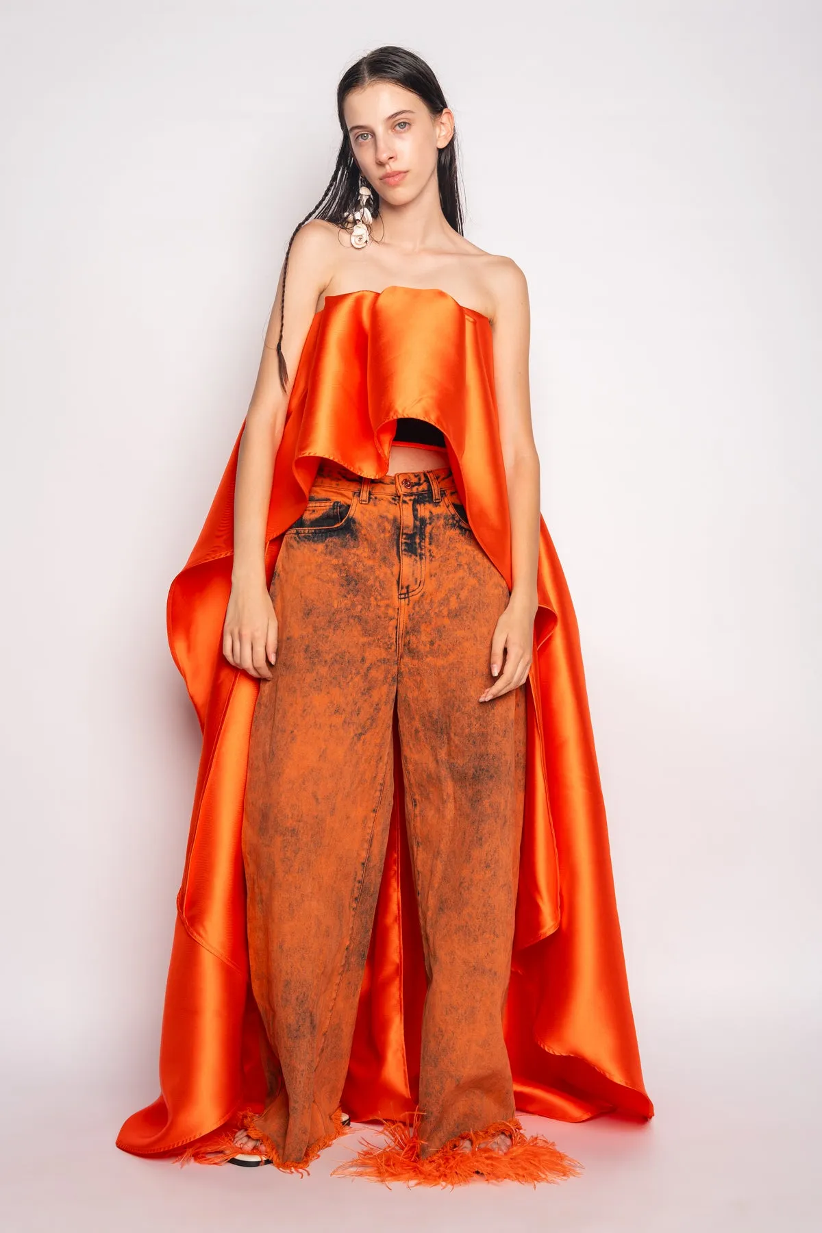 ORANGE OVERDYE DENIM BOYFRIEND TROUSERS sold by Marques ’ Almeida product image thumbnail 4