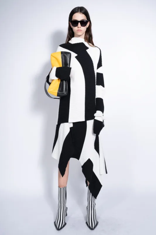 BLACK AND WHITE COTTON DRAPED JUMPER made by Marques ’ Almeida