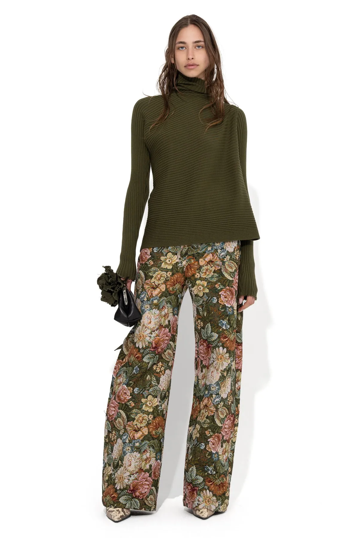 GREEN FLORAL BROCADE BOYFRIEND TROUSERS sold by Marques ’ Almeida