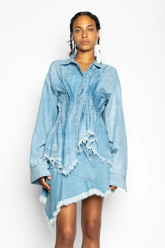 CHAMBRAY PLEATED SHIRT made by Marques ’ Almeida