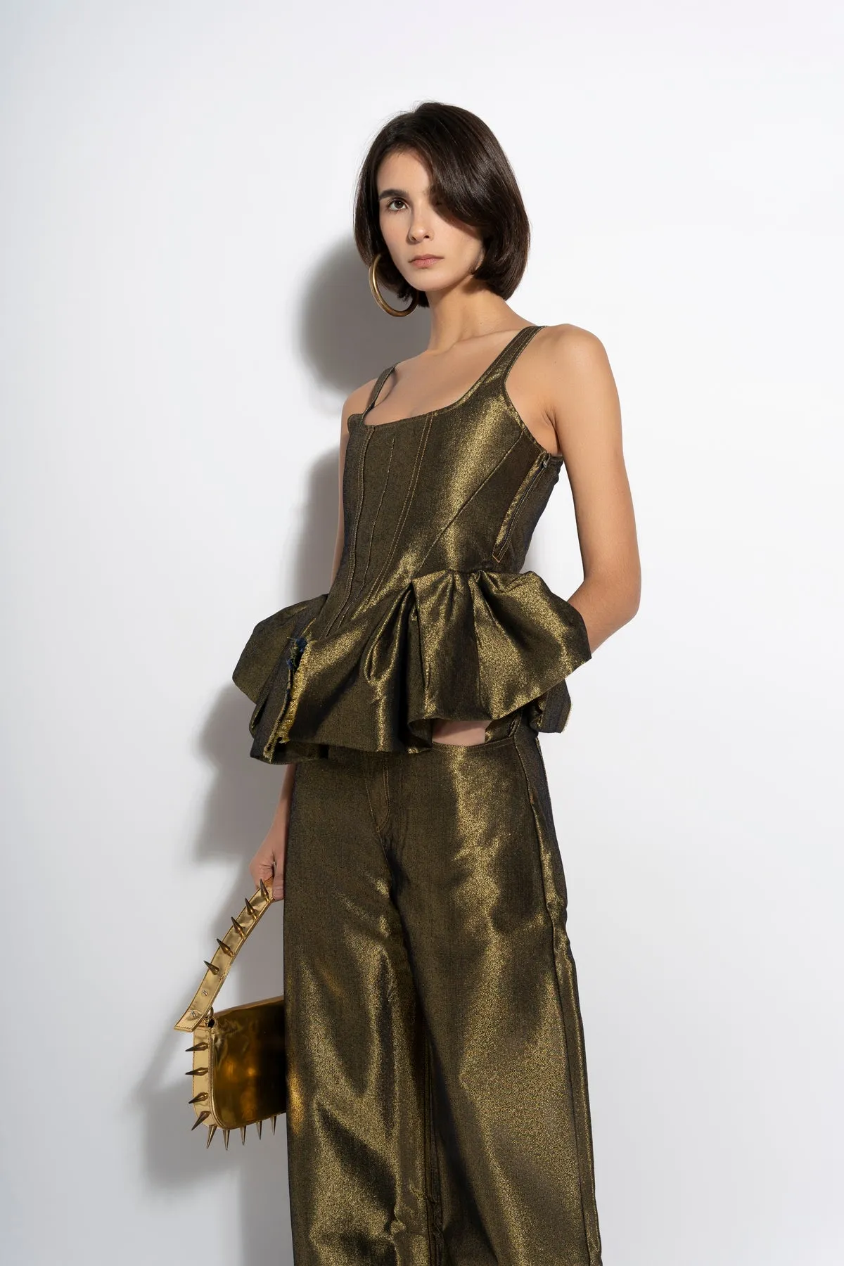 GOLD LUREX FITTED CORSET sold by Marques ’ Almeida product image thumbnail 3