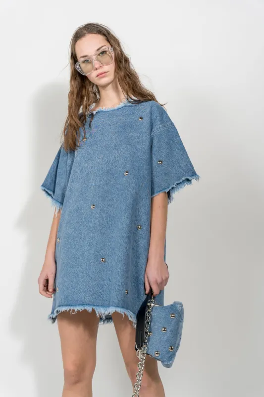 DENIM STUDDED CLASSIC T-SHIRT DRESS made by Marques ’ Almeida
