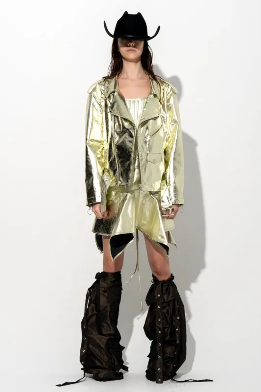 GOLD BIKER JACKET made by Marques ’ Almeida
