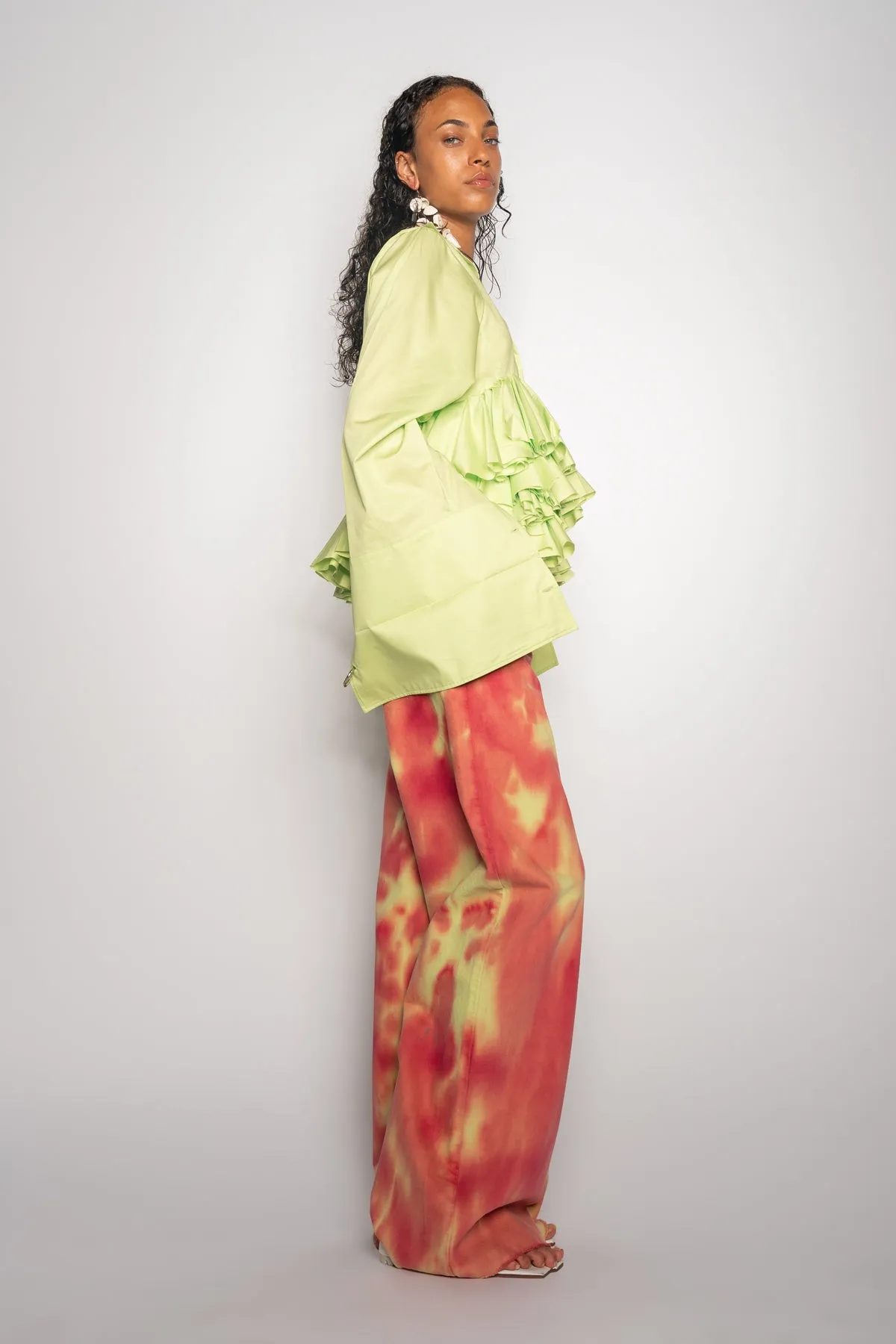LIME AND RED TIE DYE BOYFRIEND TROUSERS sold by Marques ’ Almeida product image thumbnail 4