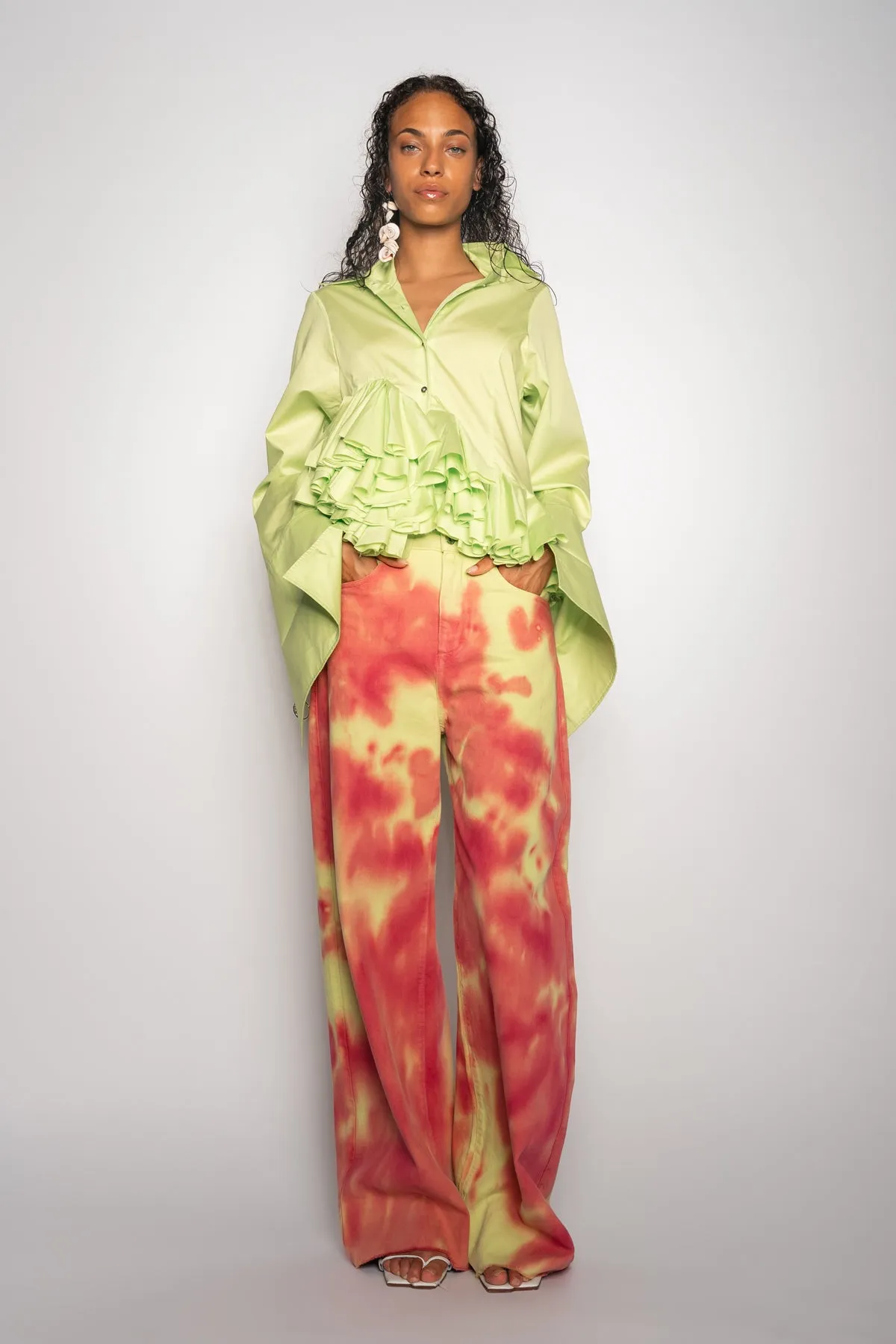 LIME AND RED TIE DYE BOYFRIEND TROUSERS sold by Marques ’ Almeida product image thumbnail 5