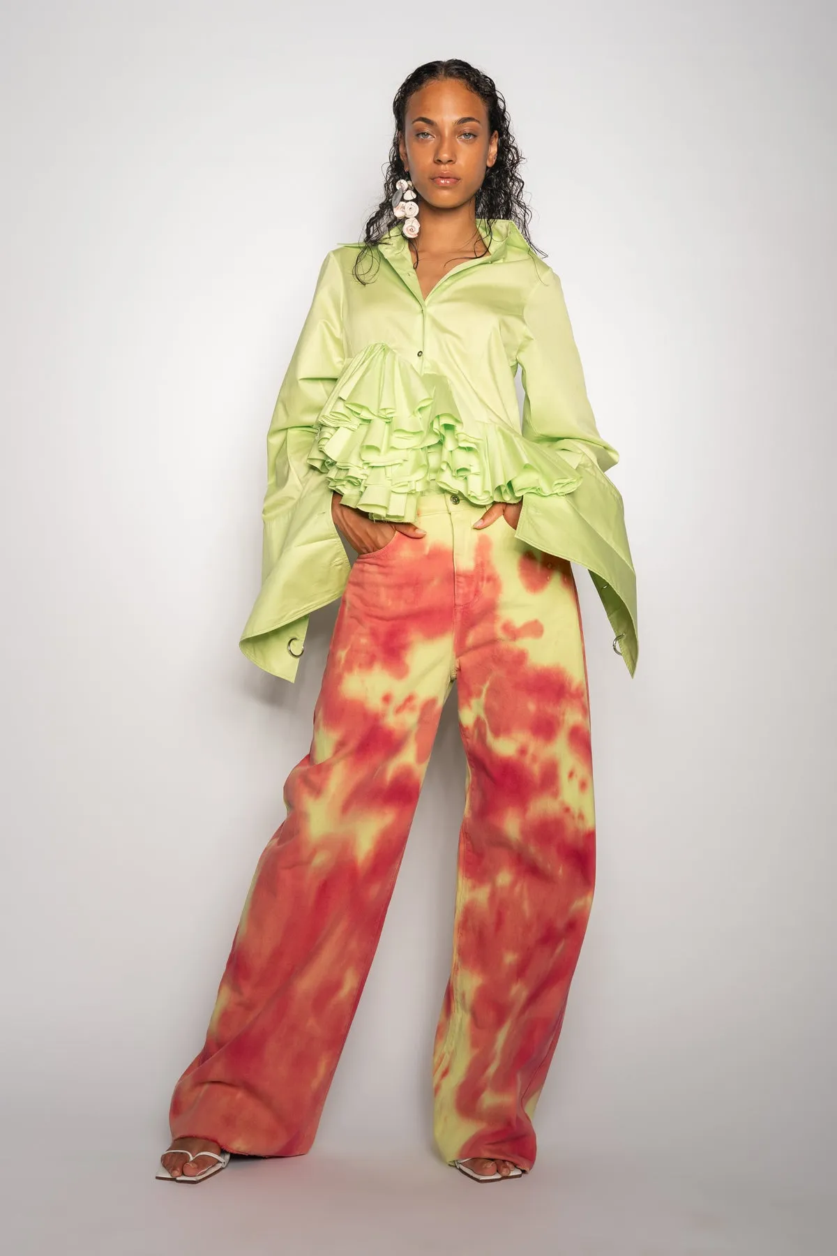 LIME AND RED TIE DYE BOYFRIEND TROUSERS sold by Marques ’ Almeida