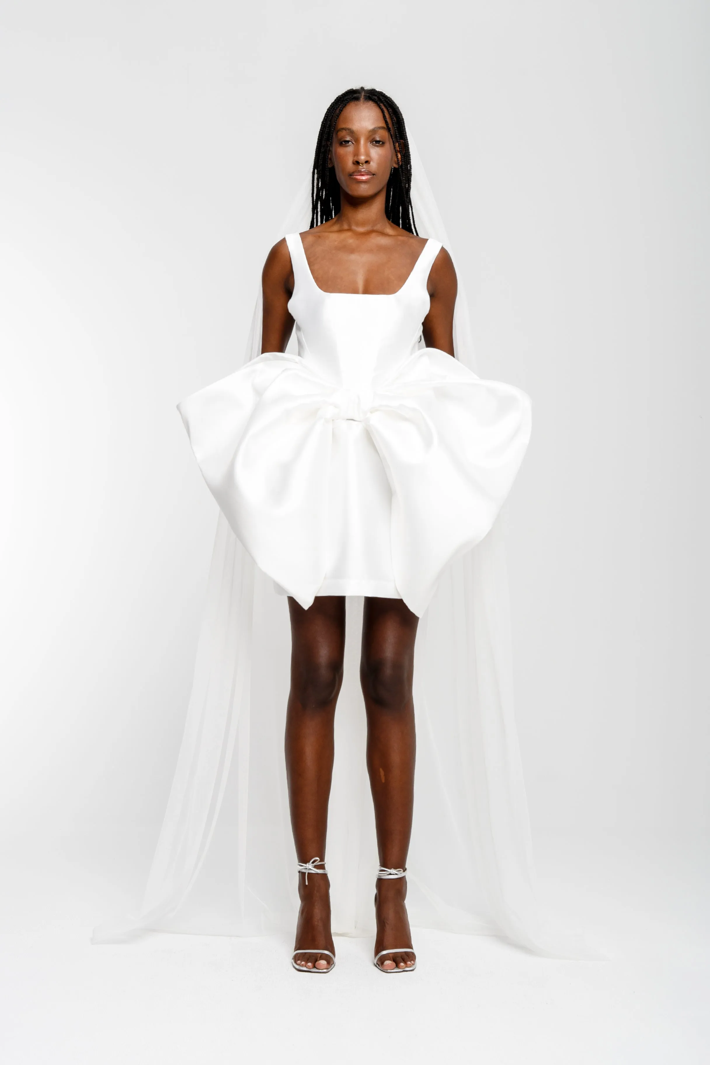 WHITE BIG BOW MINI DRESS sold by Marques ’ Almeida product image thumbnail 3