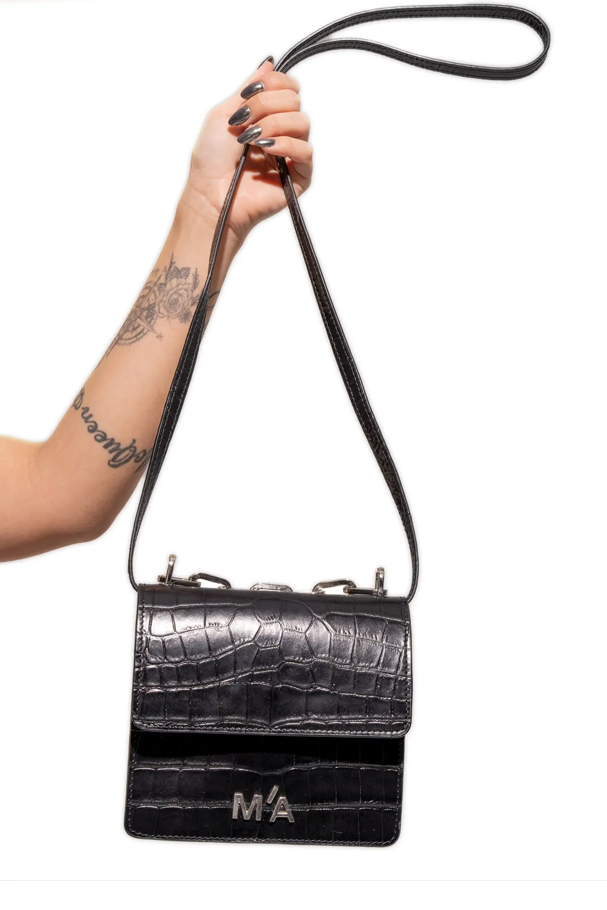 MINI CHAIN BAG IN BLACK CROCO sold by Marques ’ Almeida