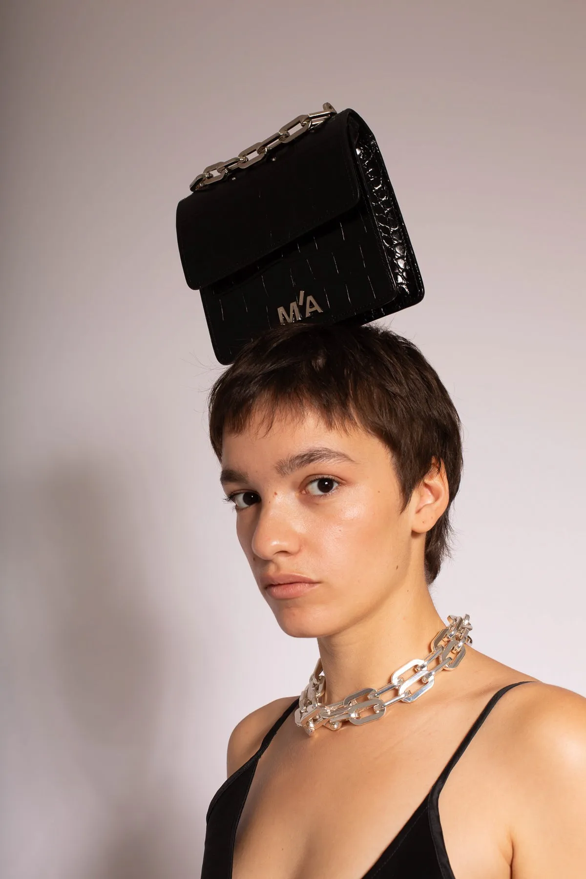 MINI CHAIN BAG IN BLACK CROCO sold by Marques ’ Almeida product image thumbnail 4