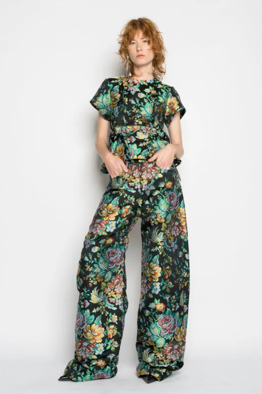 BLACK BROCADE BOYFRIEND TROUSERS sold by Marques ’ Almeida