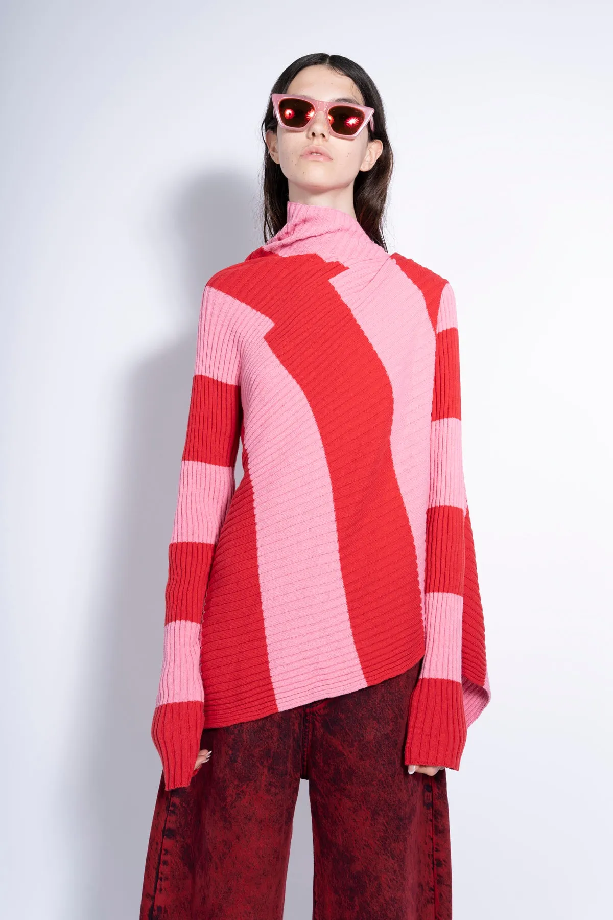 PINK AND RED DRAPED JUMPER sold by Marques ’ Almeida