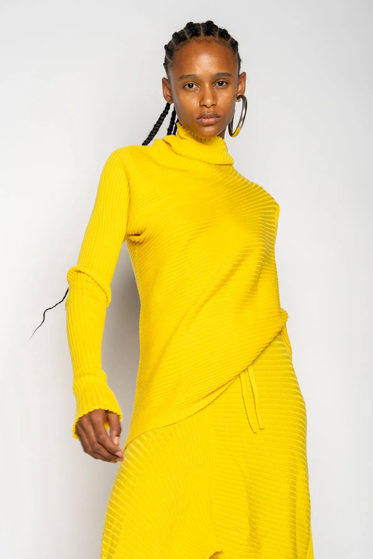 YELLOW MERINO DRAPED JUMPER sold by Marques ’ Almeida