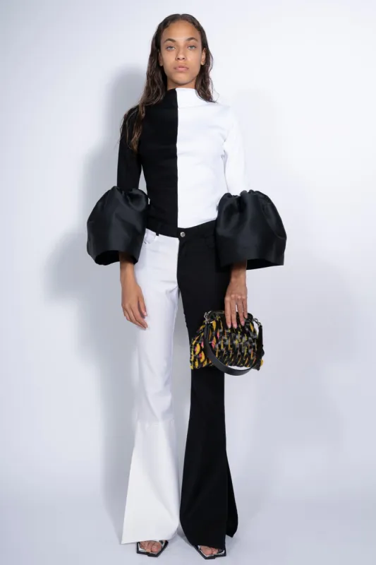 BLACK AND WHITE TURTLENECK PUFF SLEEVE TOP made by Marques ’ Almeida