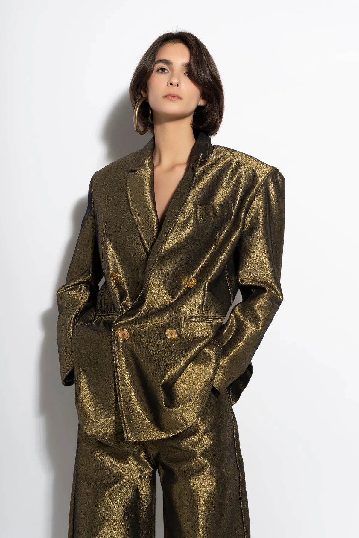GOLD LUREX OVERSIZED BLAZER sold by Marques ’ Almeida