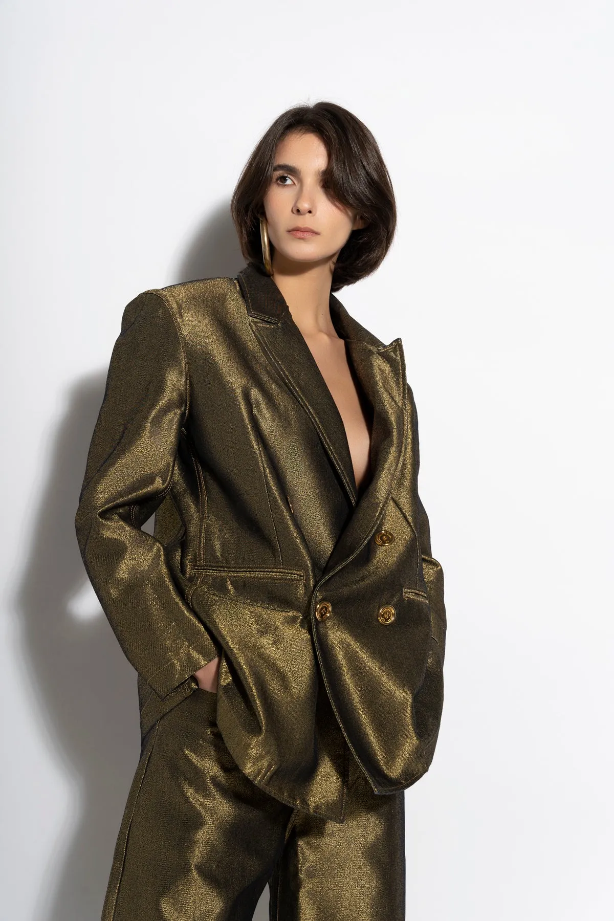 GOLD LUREX OVERSIZED BLAZER sold by Marques ’ Almeida product image thumbnail 3