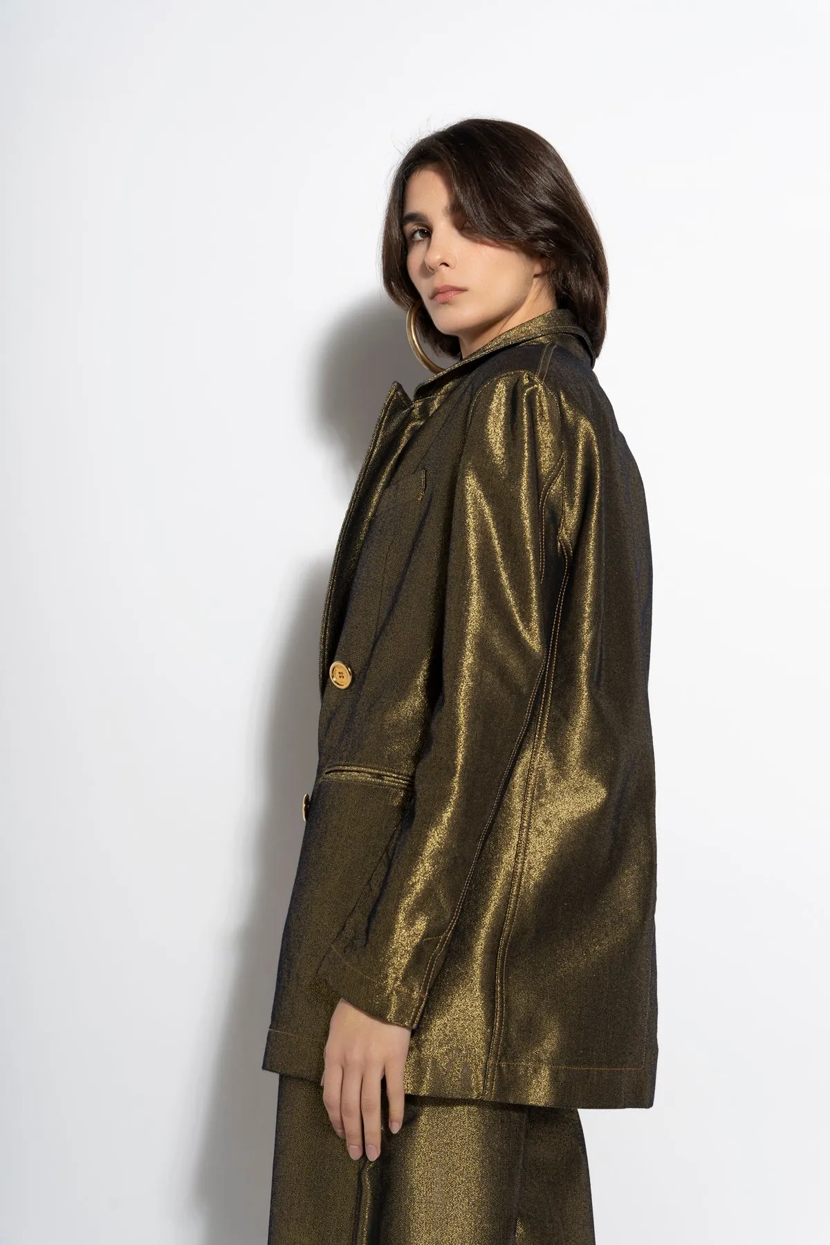 GOLD LUREX OVERSIZED BLAZER sold by Marques ’ Almeida product image thumbnail 4
