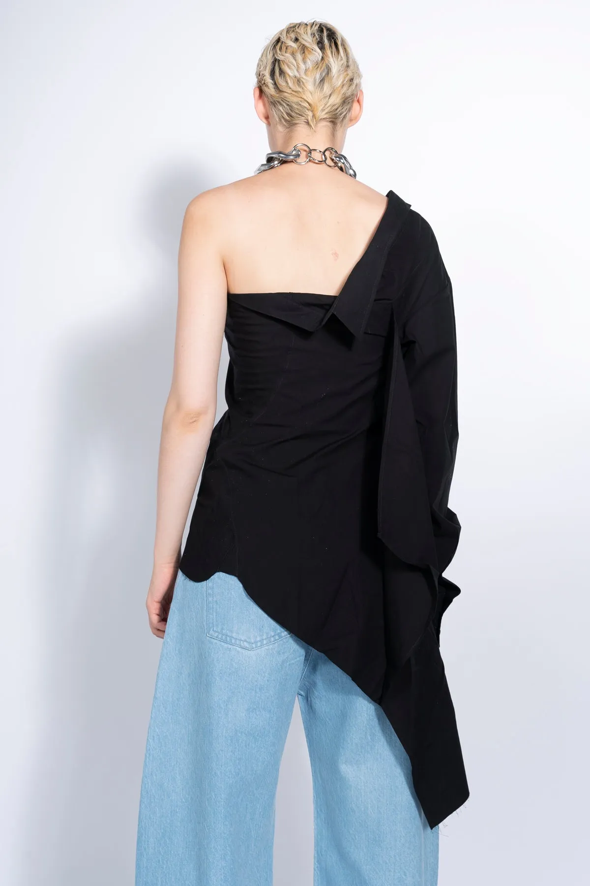 BLACK ONE SHOULDER DRAPED SHIRT sold by Marques ’ Almeida product image thumbnail 3