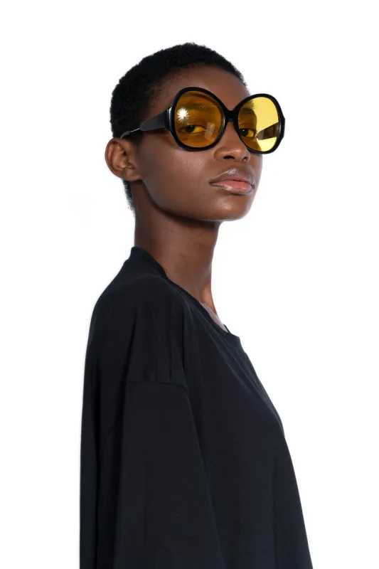 BLACK AND YELLOW OVERSIZED SUNGLASSES made by Marques ’ Almeida
