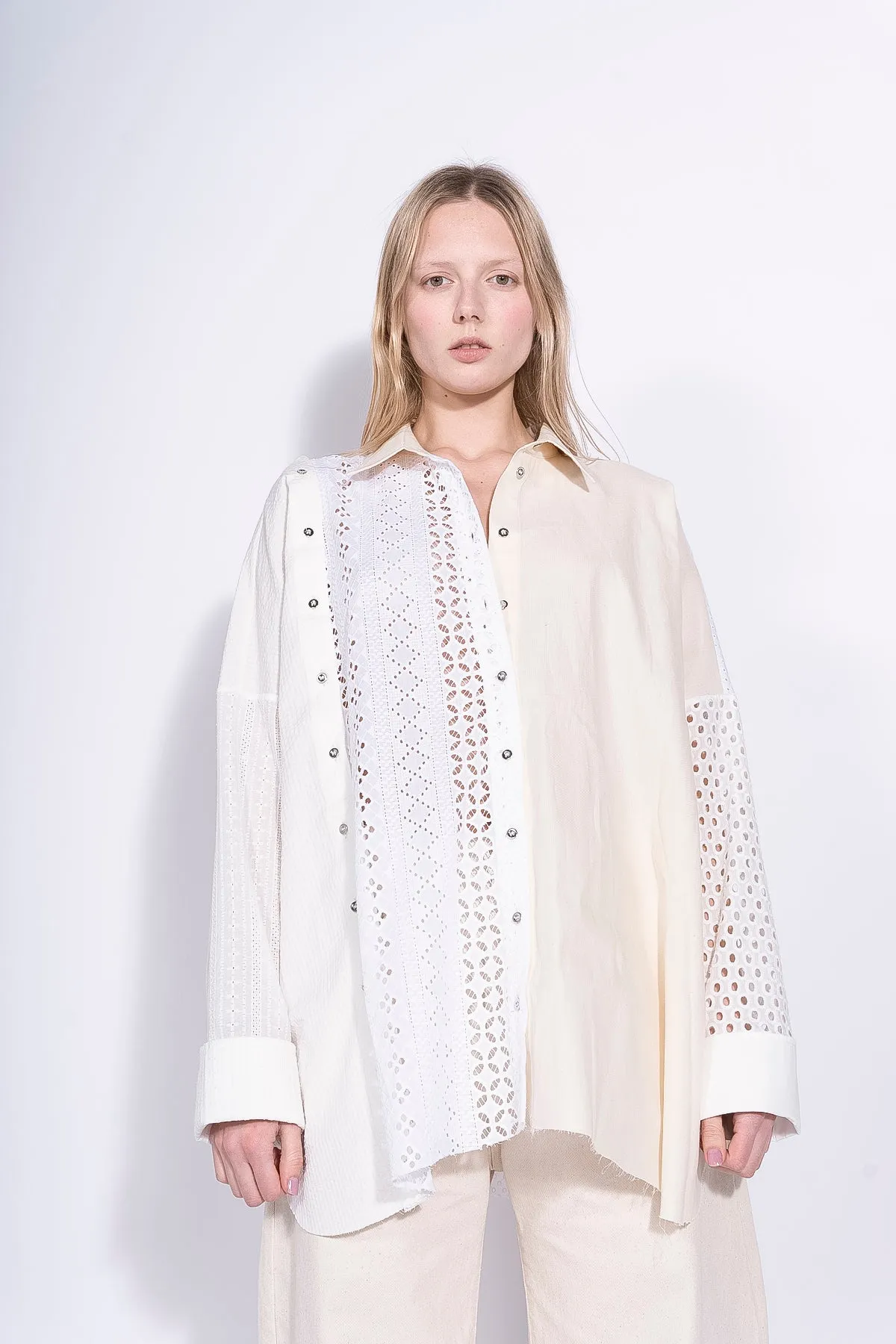 WHITE PATCHWORK DECONSTRUCTED SHIRT sold by Marques ’ Almeida product image thumbnail 4