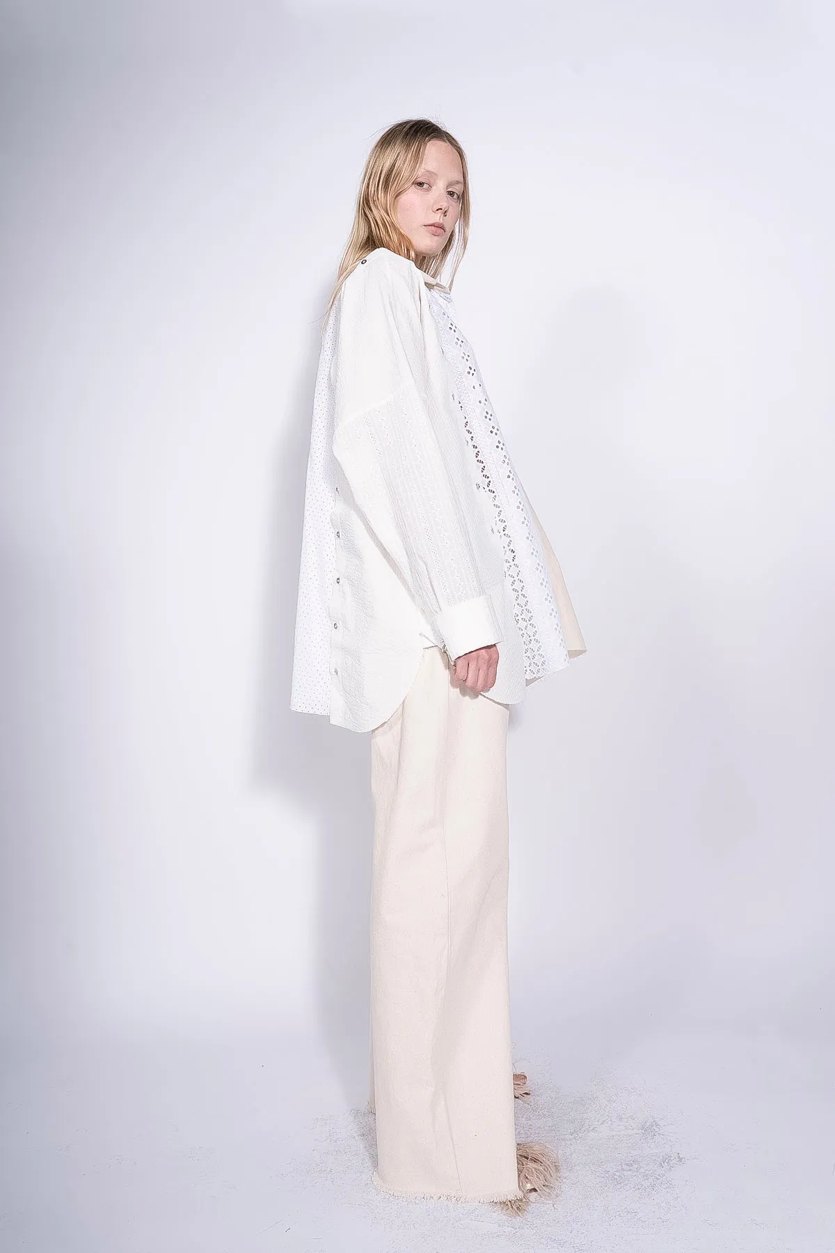 WHITE PATCHWORK DECONSTRUCTED SHIRT sold by Marques ’ Almeida product image thumbnail 5