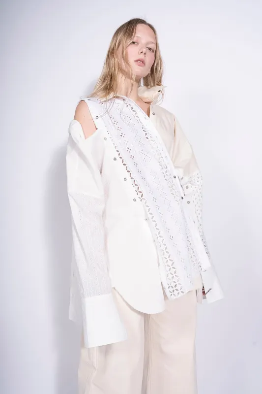 WHITE PATCHWORK DECONSTRUCTED SHIRT made by Marques ’ Almeida
